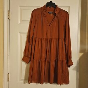 Burnt orange sheer sleeve dress